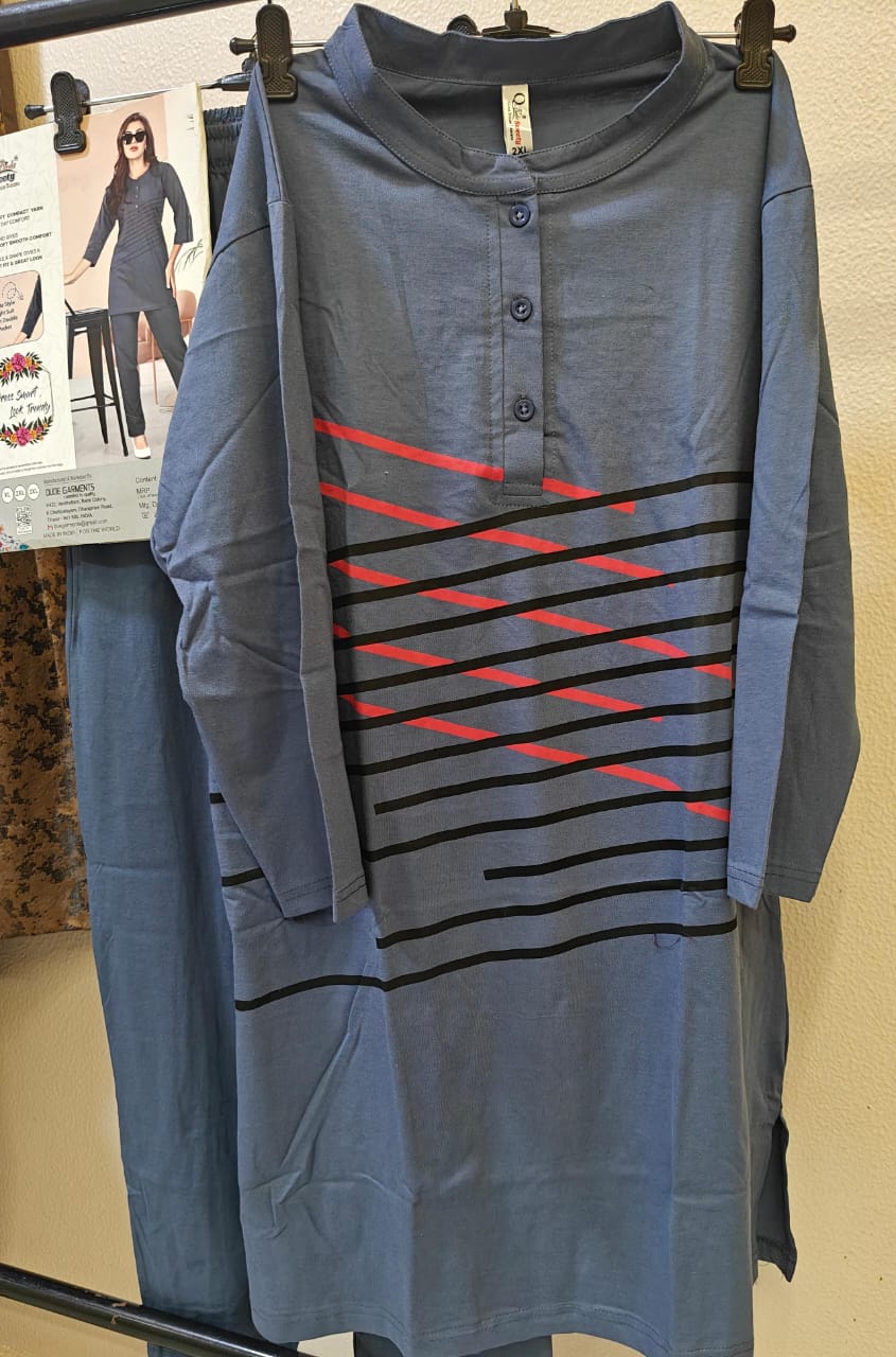 Branded night wear soft hosiery (Long Top)