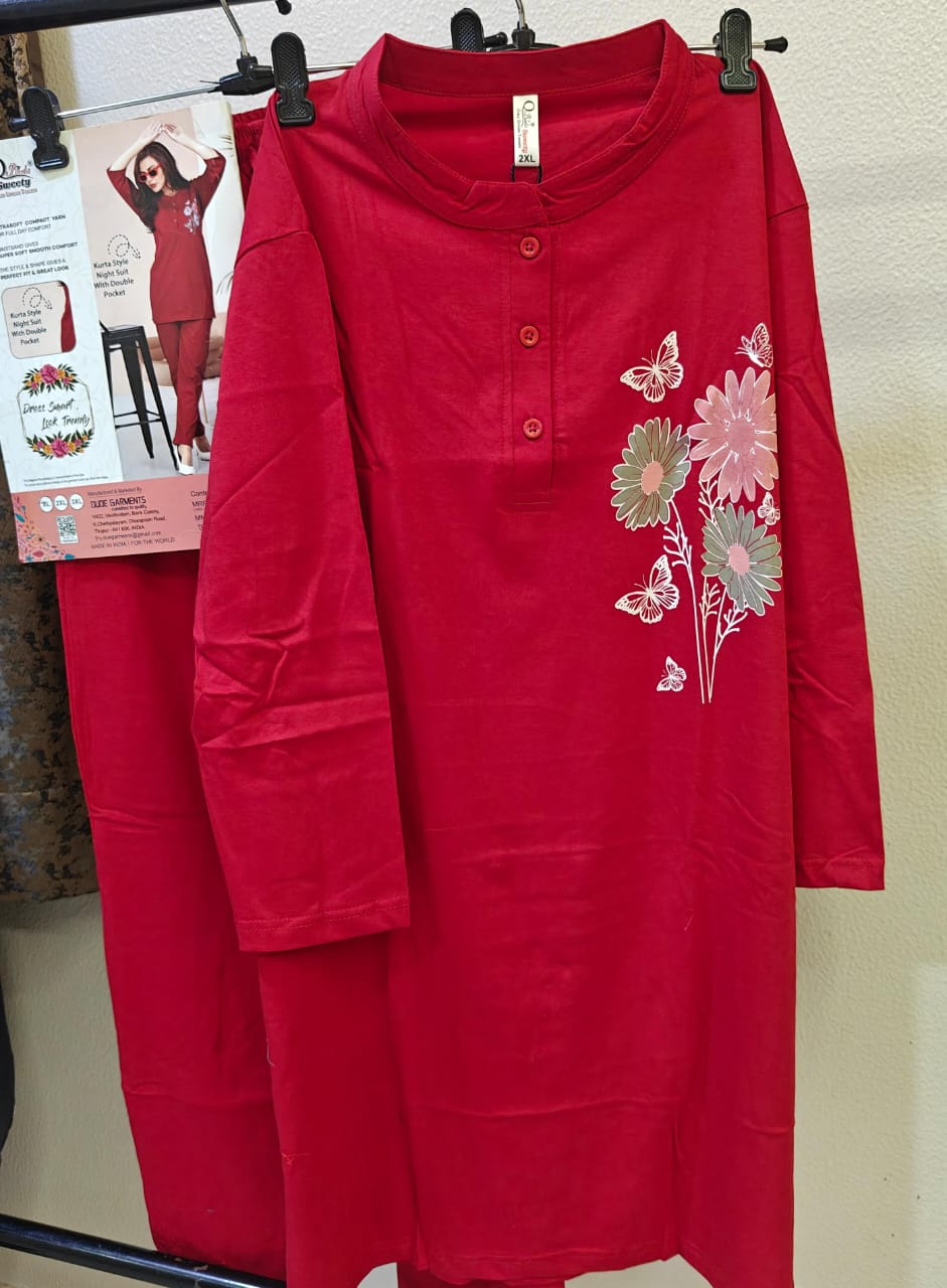 Branded night wear soft hosiery (Long Top) - Image 2