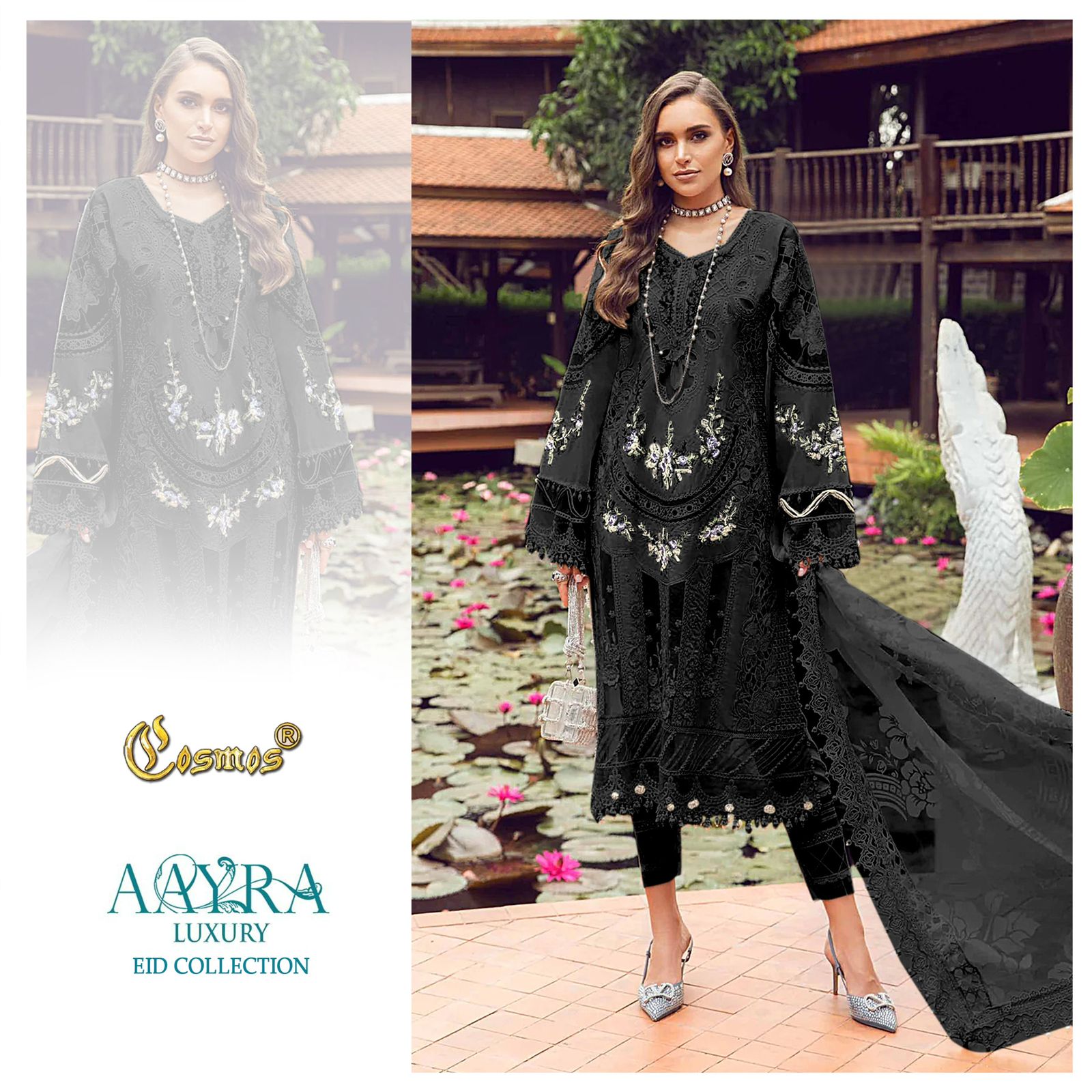 Pure Lawn Cotton with Heavy Cut Work Embroidery (Black)