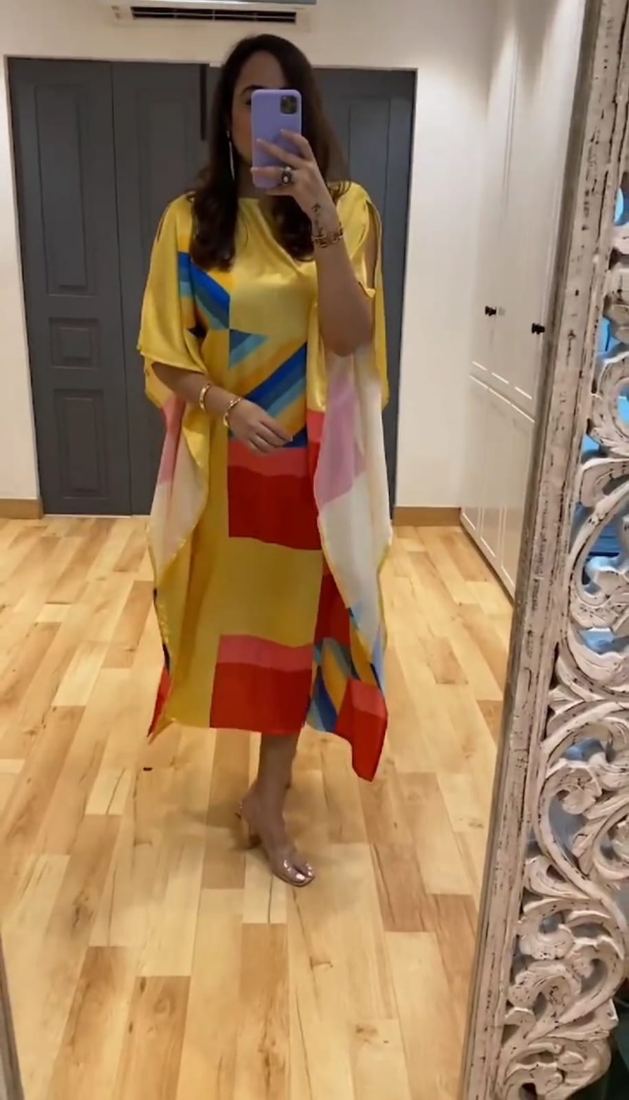 Graceful Royal Gold Authentic Silk Satin Kaftan